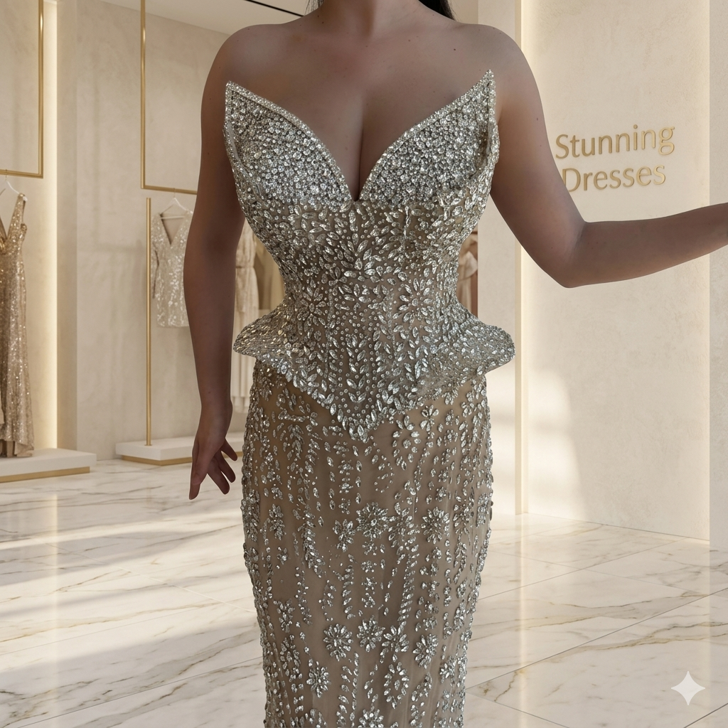 SDE5017 Luxury Kosovo Crystal A-Line Two Piece Evening Dress for Weddi – Stunning Dresses