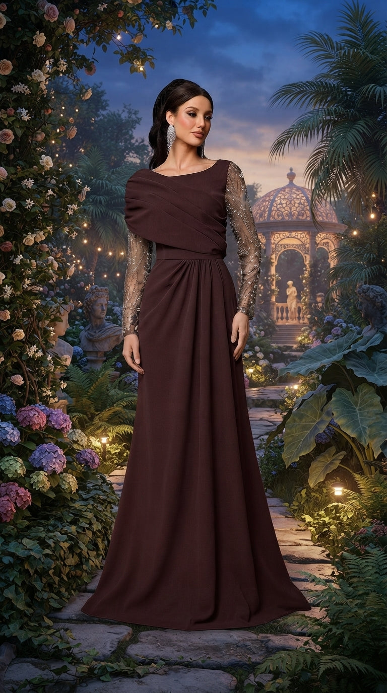 SDE3270 Luxury Beaded Sequin Mesh Ruched Mermaid Skirt