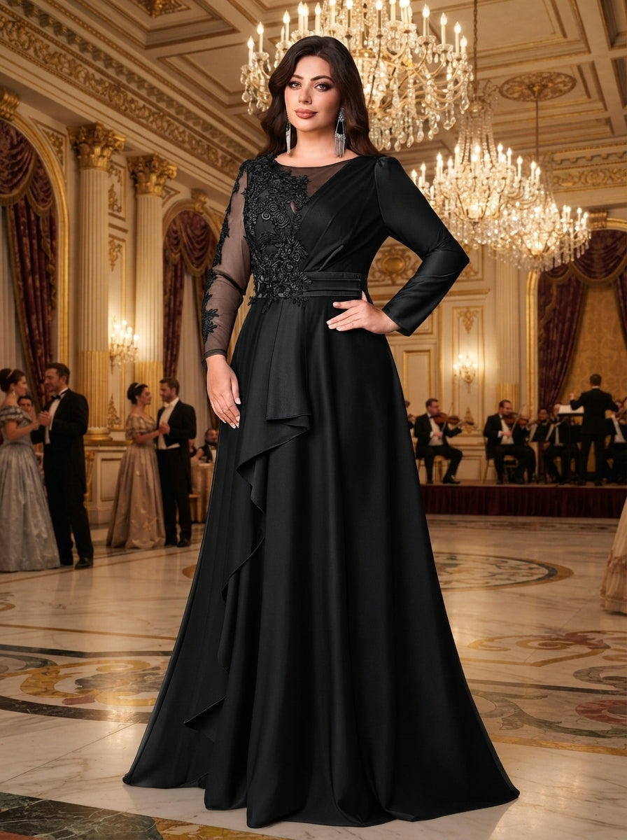 SDE3274 Plus Size Black & Military Green Sequin Asymmetric Gown