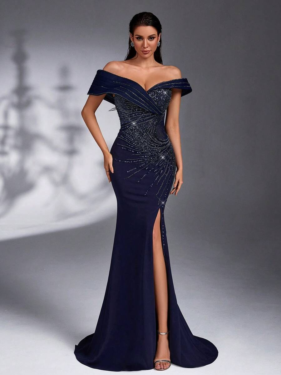 SD3181 Luxe Pearl & Sequin Mermaid Gown