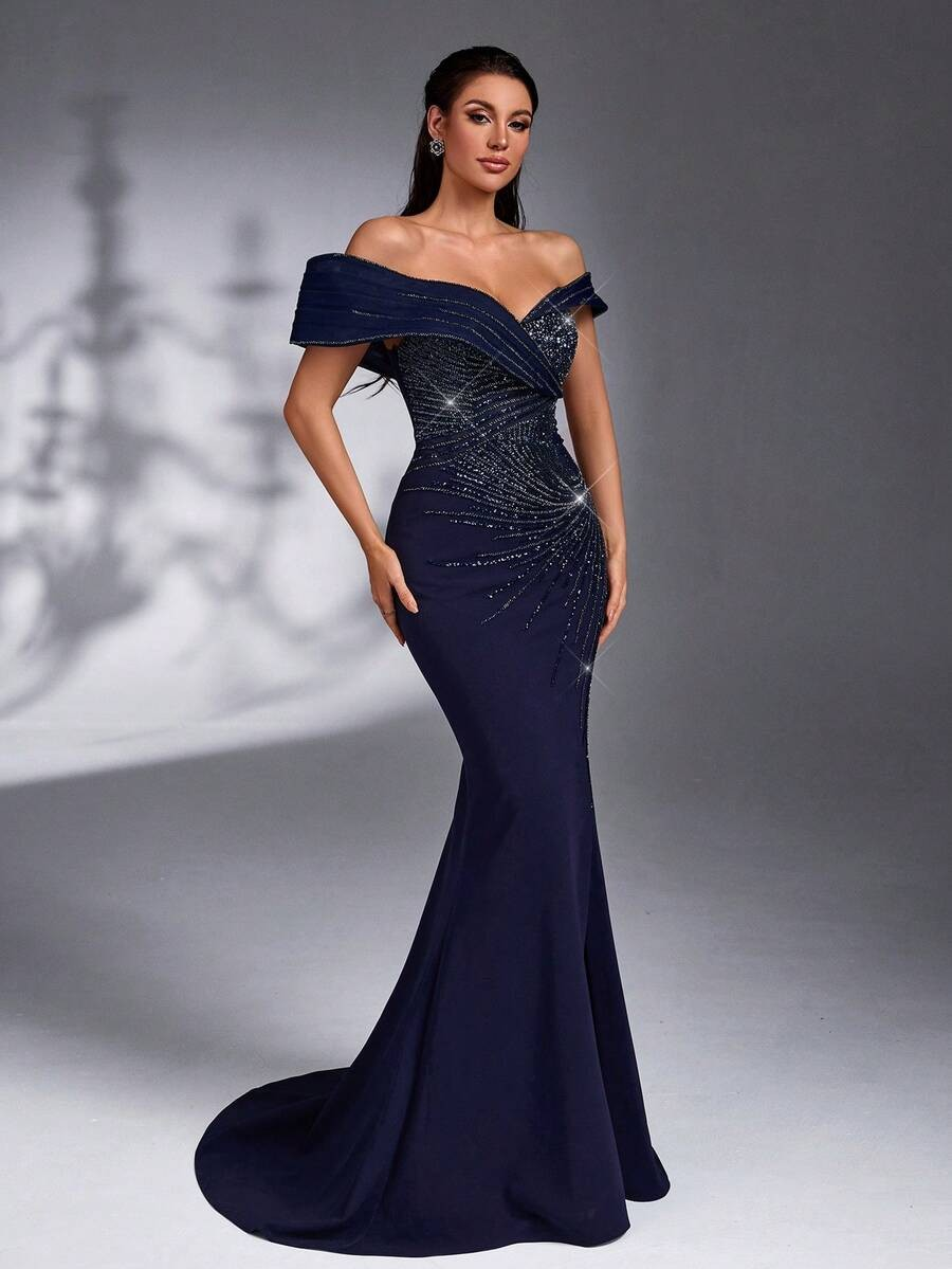 SD3181 Luxe Pearl & Sequin Mermaid Gown