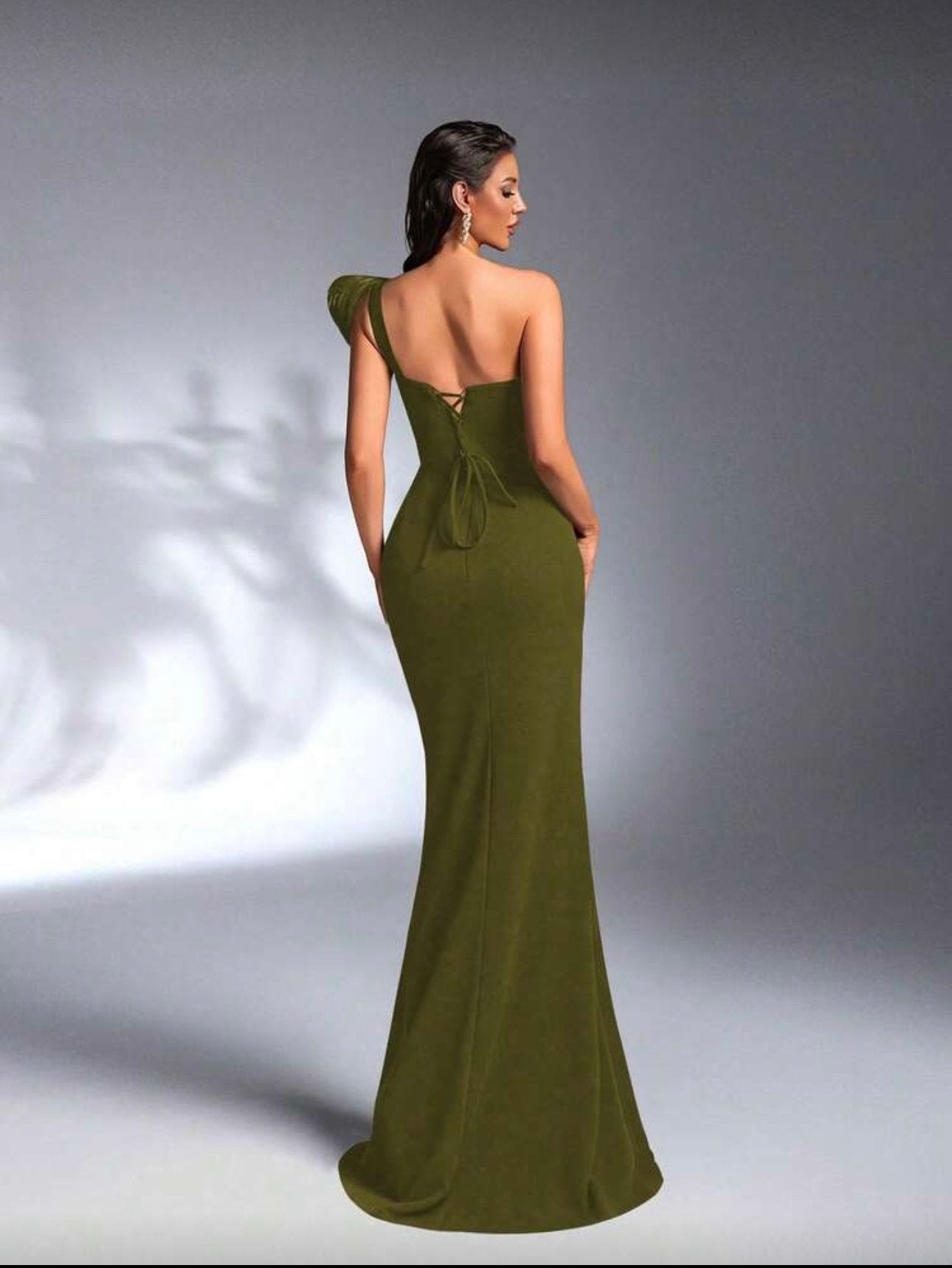 SD 3168 One-Shoulder Sequin Mermaid Evening Gown – Thigh-High Slit image 5