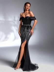 SD3178 Luxe Contrast Mermaid Rhinestone Gown image 6