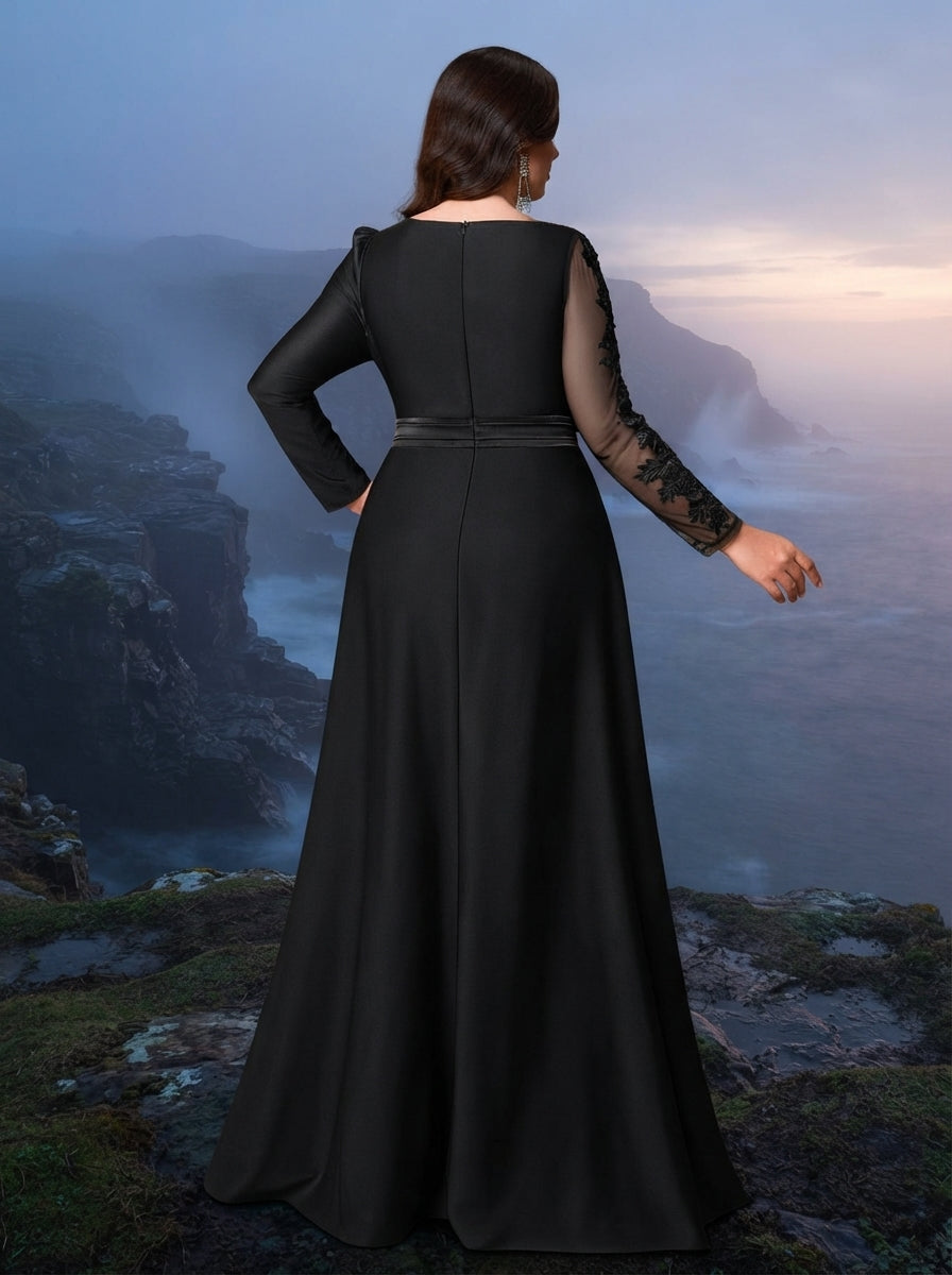 SDE3274 Plus Size Black & Military Green Sequin Asymmetric Gown