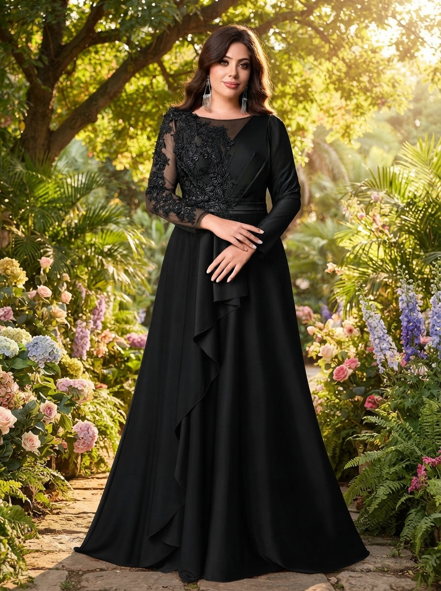 SDE3274 Plus Size Black & Military Green Sequin Asymmetric Gown