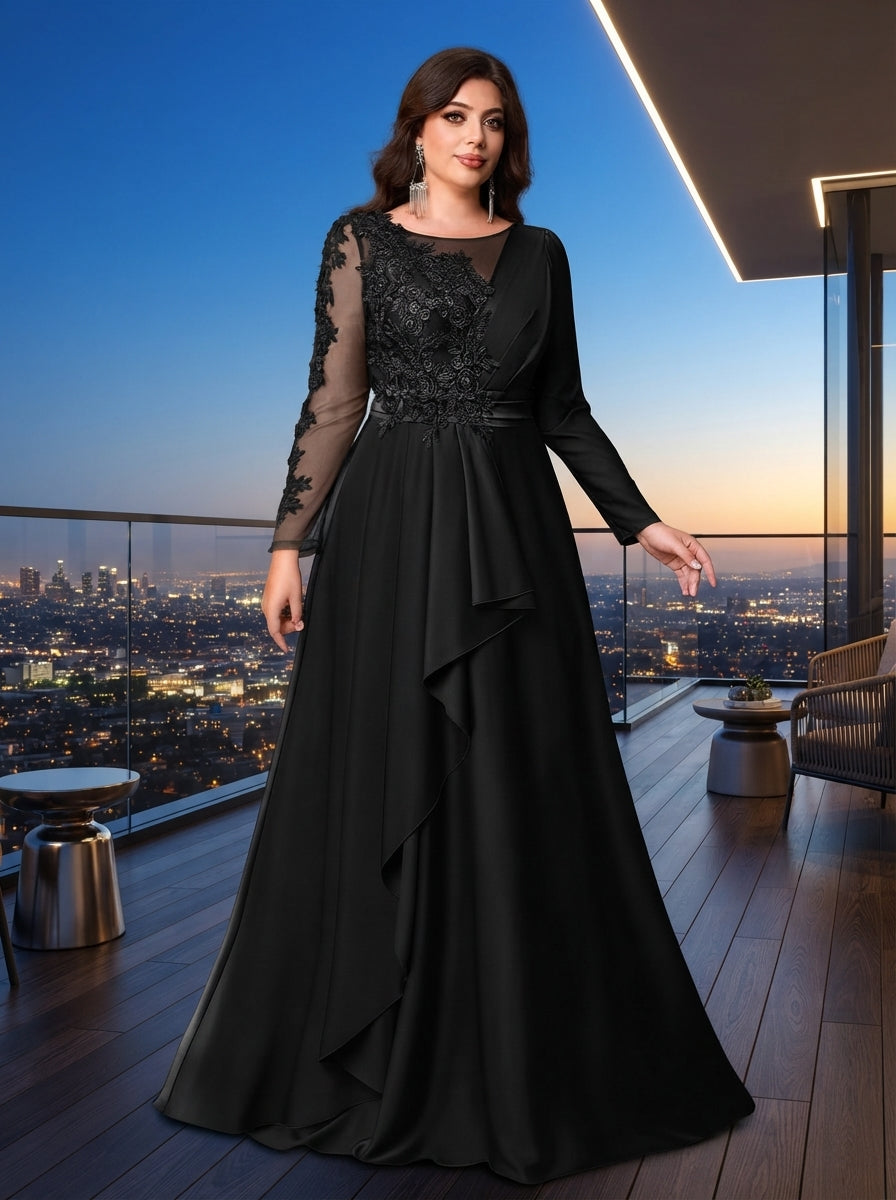 SDE3274 Plus Size Black & Military Green Sequin Asymmetric Gown