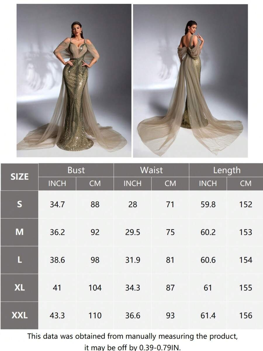 SD3268 Olive Green Sequin Beaded Ruffle Mermaid Gown