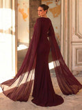 SDE3243 Aureia Dark Red Sequin Chiffon Gown