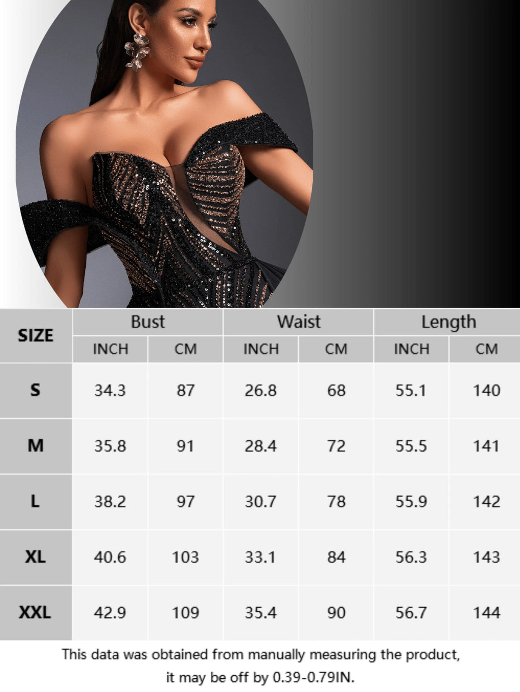 SD3271 Black & Gold Pearl Sequin Trailing Gown