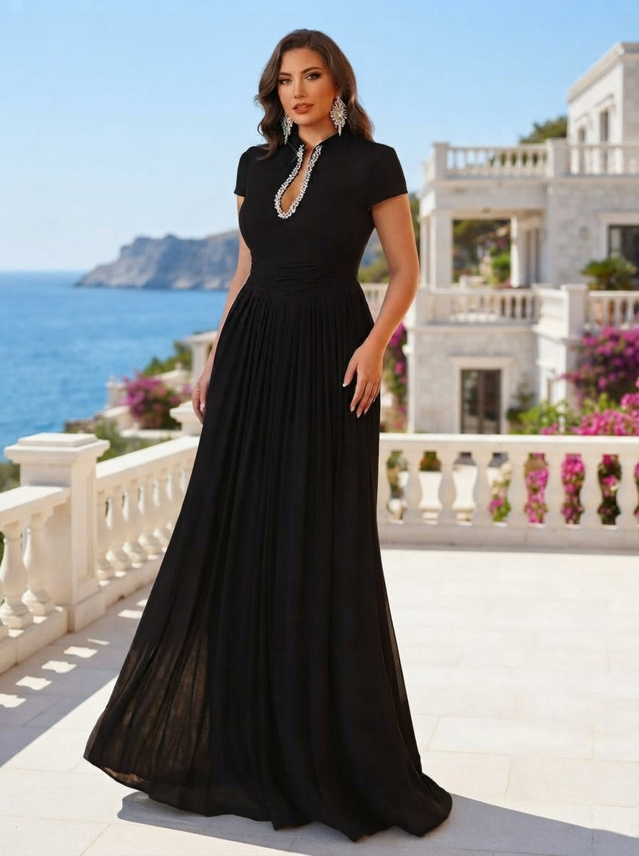 SDE3249 Plus Size Luxury Rhinestone Mermaid Evening Gown with Train