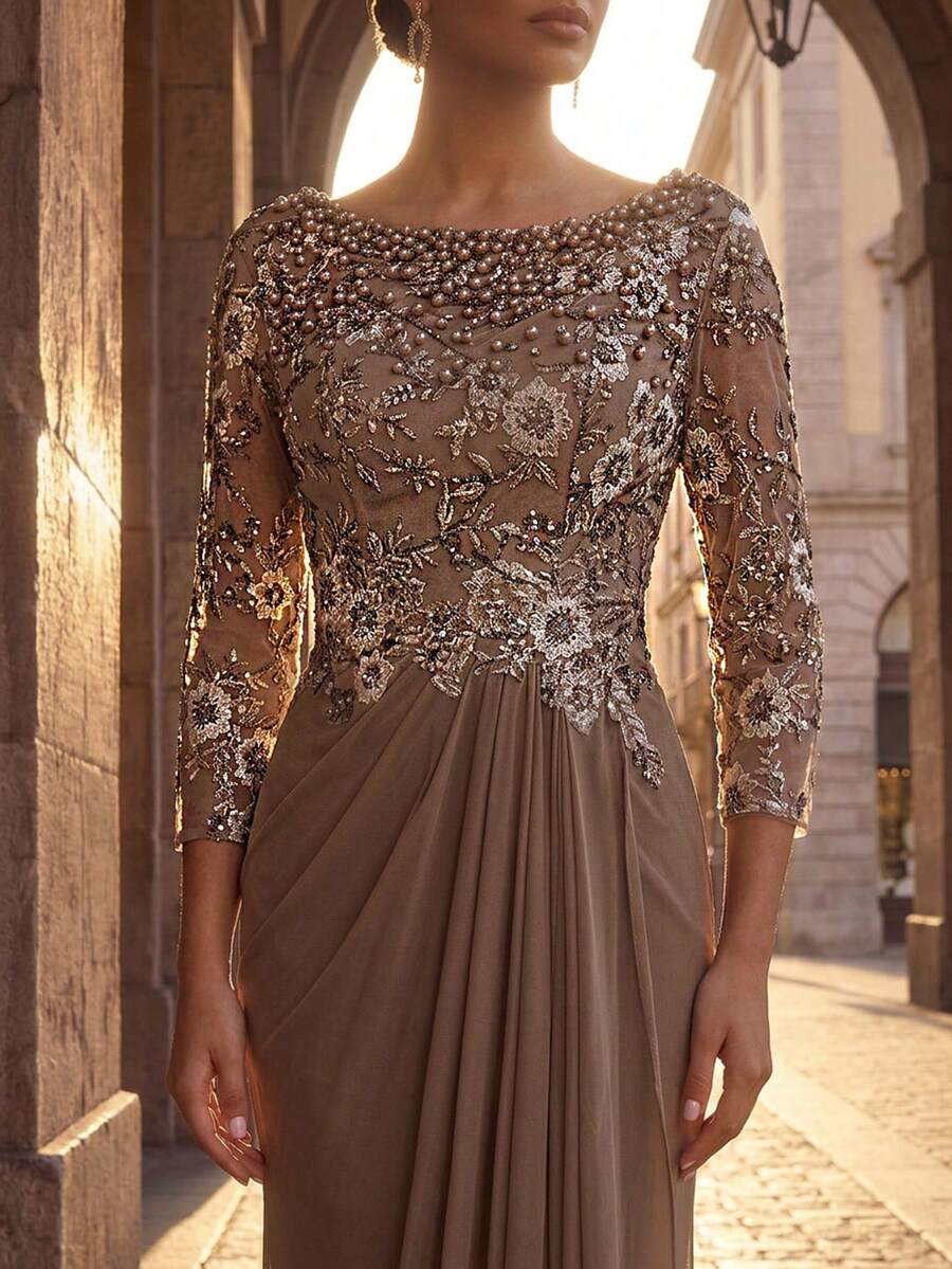 SDE3279 Luxury Embroidered Lace Beaded Mermaid Skirt with Ruffle Hem