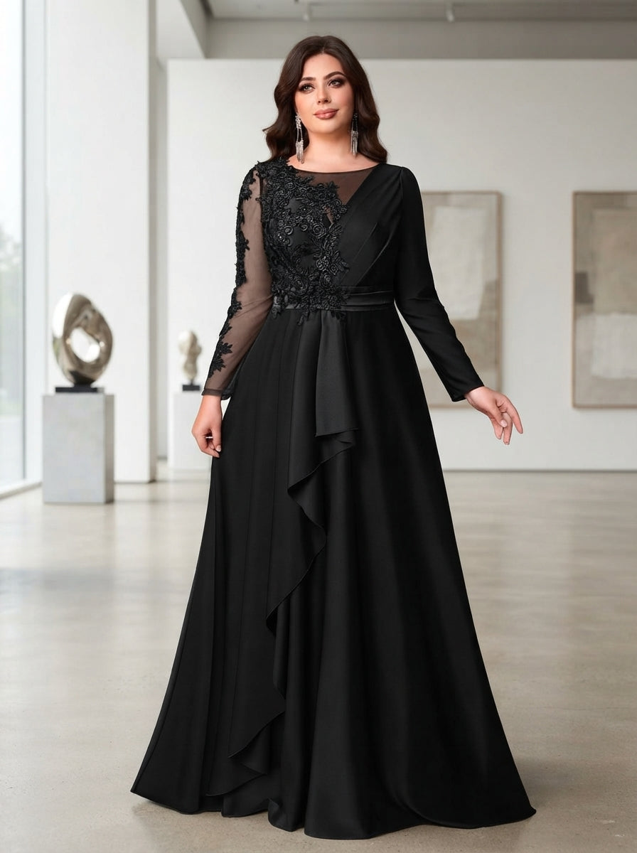 SDE3274 Plus Size Black & Military Green Sequin Asymmetric Gown