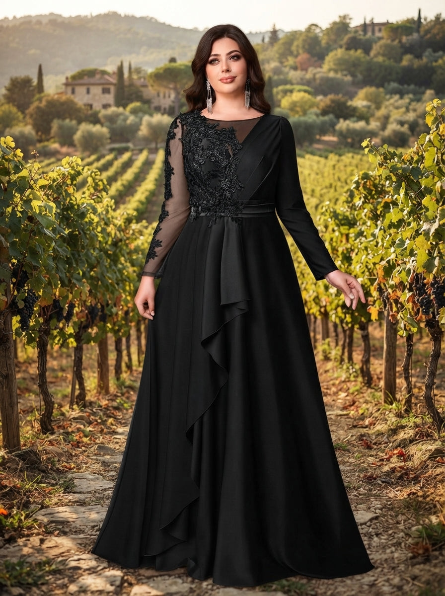 SDE3274 Plus Size Black & Military Green Sequin Asymmetric Gown