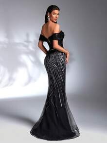 SD3178 Luxe Contrast Mermaid Rhinestone Gown image 4