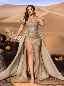 SD3240 Sweetheart Ruffled Shoulder Mermaid Gown image 5