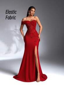 SD3191 Stretchy Heart Neckline Sequin Gown image 2