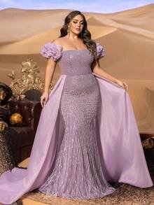 SD3238 Strapless Floral Ruffle Corset Gown image 3