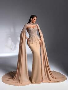 SD3269 Detachable 2-Piece Beaded Tube Top & Chiffon Gown image 5