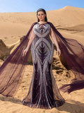 SD3243 Sheer Sleeve Sequin Mermaid Gown