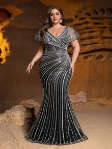 SD3239 Shimmering Sequin Beaded Mermaid Gown image 3