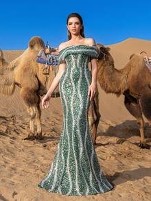 SD3226 Off-Shoulder Beaded Mermaid Gown image 4