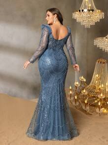 SD3237 Geometric Wave Beaded Mermaid Gown image 7