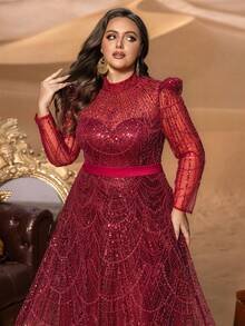 SD3246 Petite Stand Collar Beaded A-Line Gown image 9