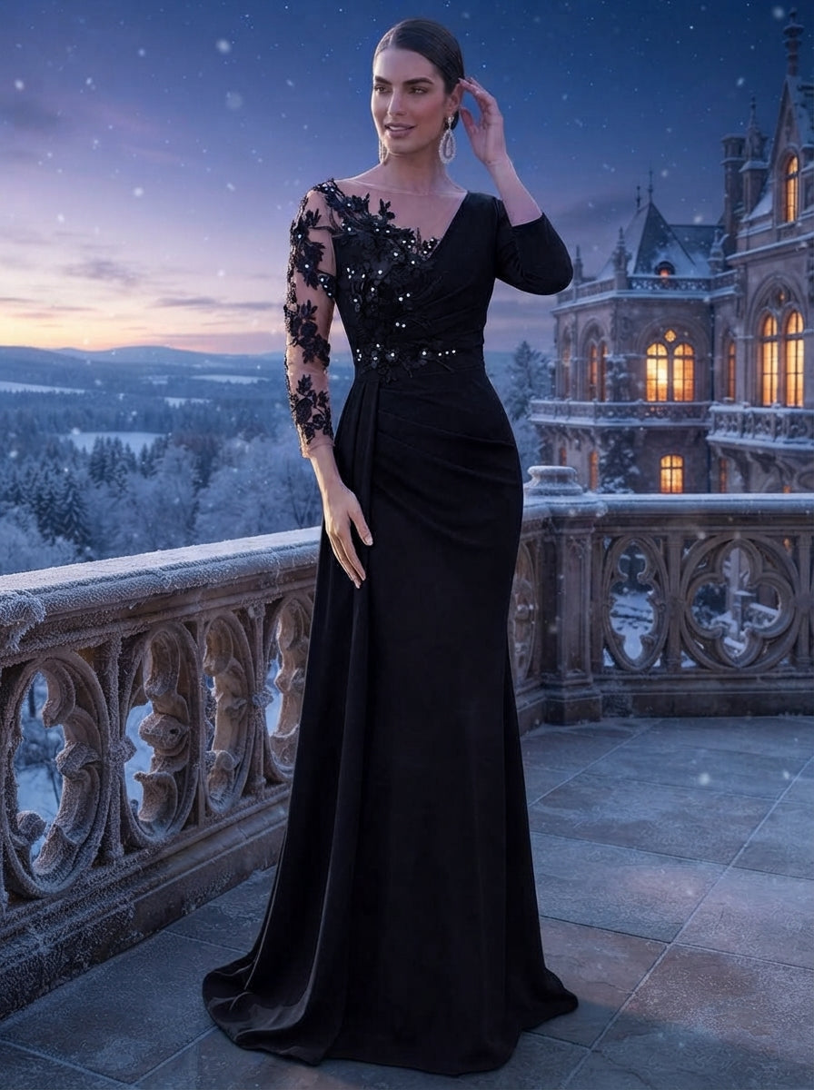 SDE3262 Luxury Bubble Diamond Jacquard Mermaid Skirt with Side Drape