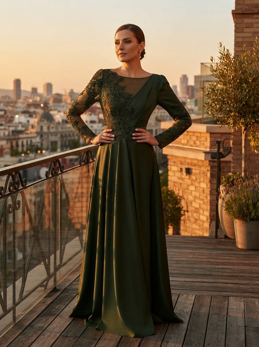 SDE3267 Glamorous Embroidered Lace Applique Full Skirt Gown