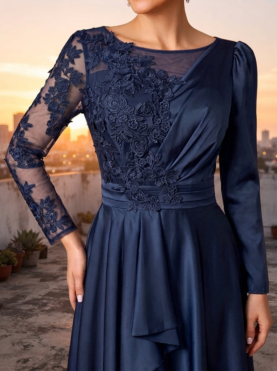 SDE3267 Glamorous Embroidered Lace Applique Full Skirt Gown