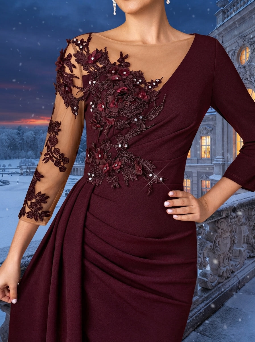 SDE3262 Luxury Bubble Diamond Jacquard Mermaid Skirt with Side Drape