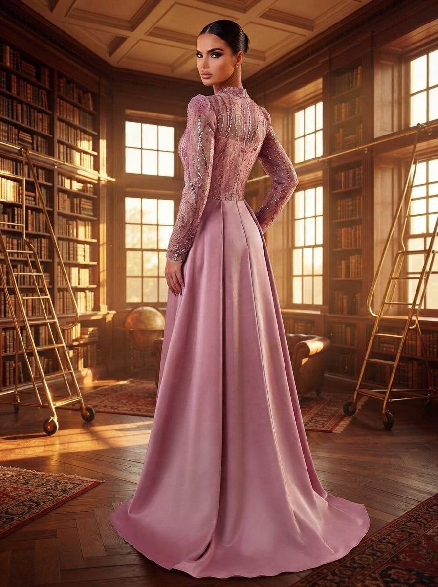SDE3271 Luxury Beaded Embroidered Sequin Satin Fishtail Gown