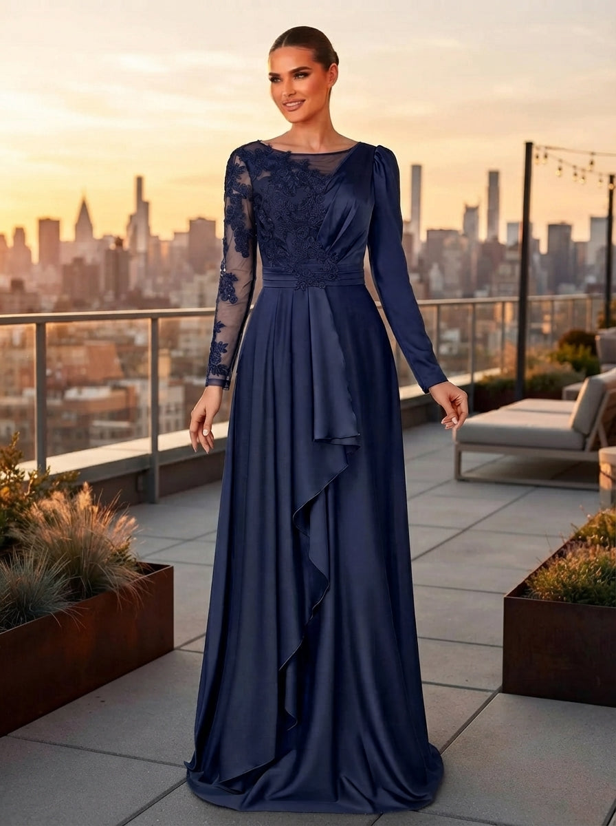 SDE3267 Glamorous Embroidered Lace Applique Full Skirt Gown