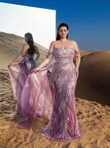 SD3260 Off-Shoulder Lace-Up Mermaid Gown image 3