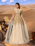 SD3228 Corseted Beaded Gown with Sheer Tulle Sleeves image 4