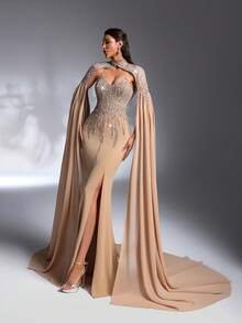 SD3269 Detachable 2-Piece Beaded Tube Top & Chiffon Gown image 4