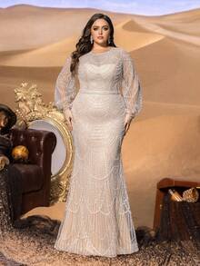 SD3234 Plus Size Arc Sequin Mermaid Gown image 5