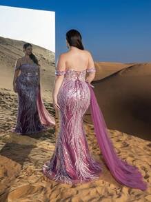 SD3260 Off-Shoulder Lace-Up Mermaid Gown image 8