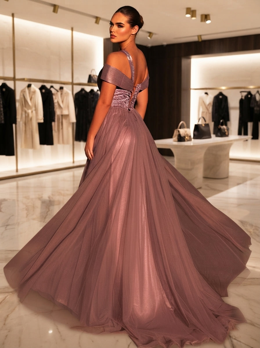 SDE3291 Luxury Heavily Embellished Beaded & Sequin Tulle Maxi Skirt