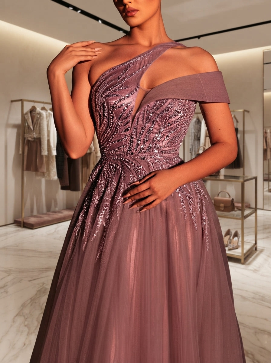 SDE3291 Luxury Heavily Embellished Beaded & Sequin Tulle Maxi Skirt