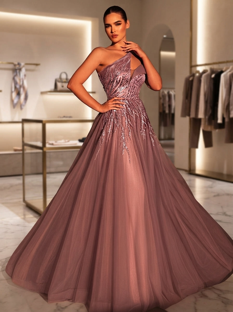 SDE3291 Luxury Heavily Embellished Beaded & Sequin Tulle Maxi Skirt