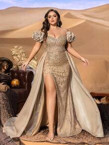 SD3240 Sweetheart Ruffled Shoulder Mermaid Gown image 1