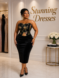 Plus Size Floral Corset Velvet Midi Dress - detail view