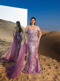 SD3260 Off-Shoulder Lace-Up Mermaid Gown