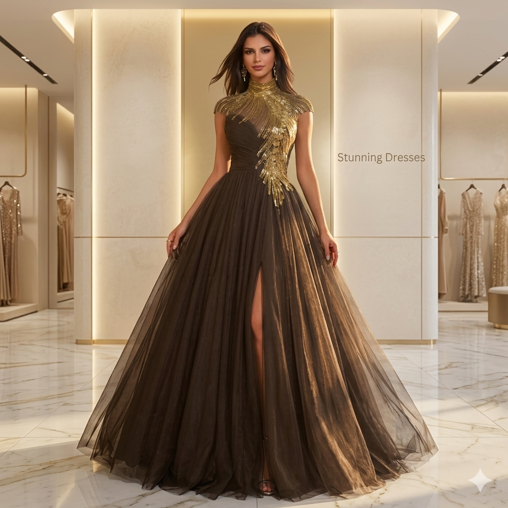 SDE3230 Elegant Chinese Style Beaded Embroidery Evening Dress – Luxury Long Wedding & Party Gown for Women