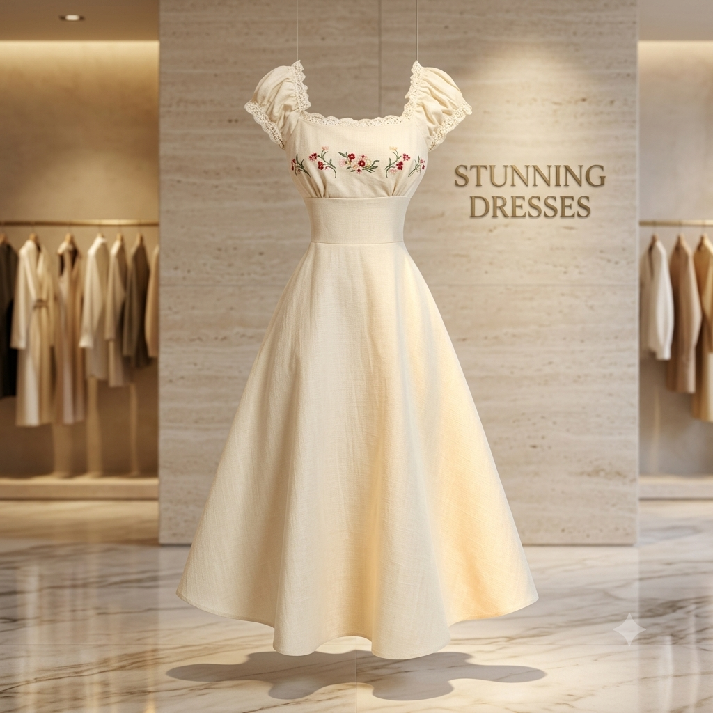 SDD4006 Women's Black Embroidered Shell Sleeve Midi Dress – Vintage Wedding Guest Dress UK