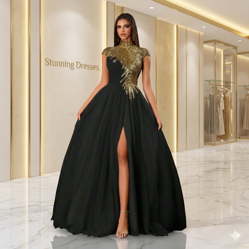 SDE3230 Elegant Chinese Style Beaded Embroidery Evening Dress – Luxury Long Wedding & Party Gown for Women
