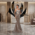 Luxury Sequin Beaded Backless Mermaid Dress – Elegant Sleeveless Wedding & Spring Party Gown