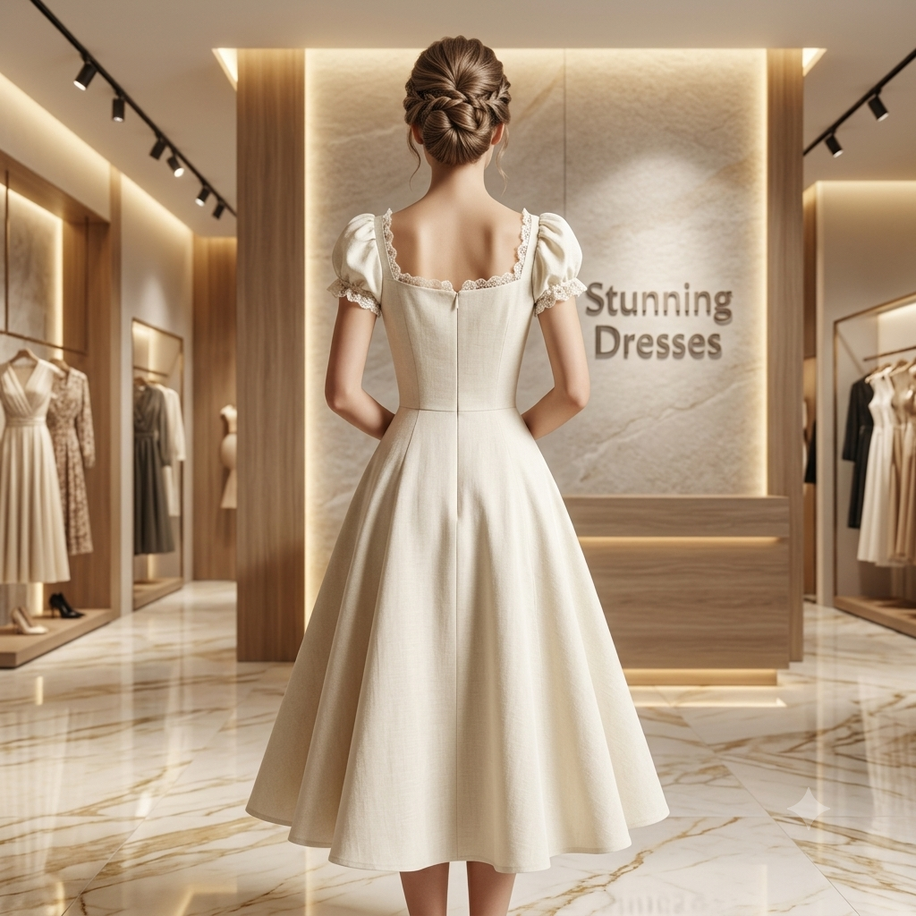 SDD4006 Women's Black Embroidered Shell Sleeve Midi Dress – Vintage Wedding Guest Dress UK