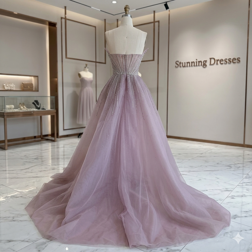 SDE5013 Luxury Pink Crystal Beaded Saudi Mermaid Evening Dress with Overskirt